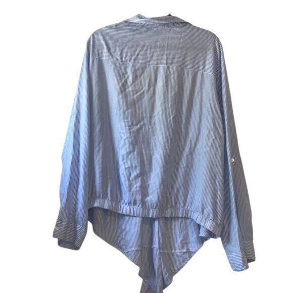 Jones New York Oversized Stripe Button-Down Shirt XXL Blue White 100% Viscose As - Picture 8 of 10